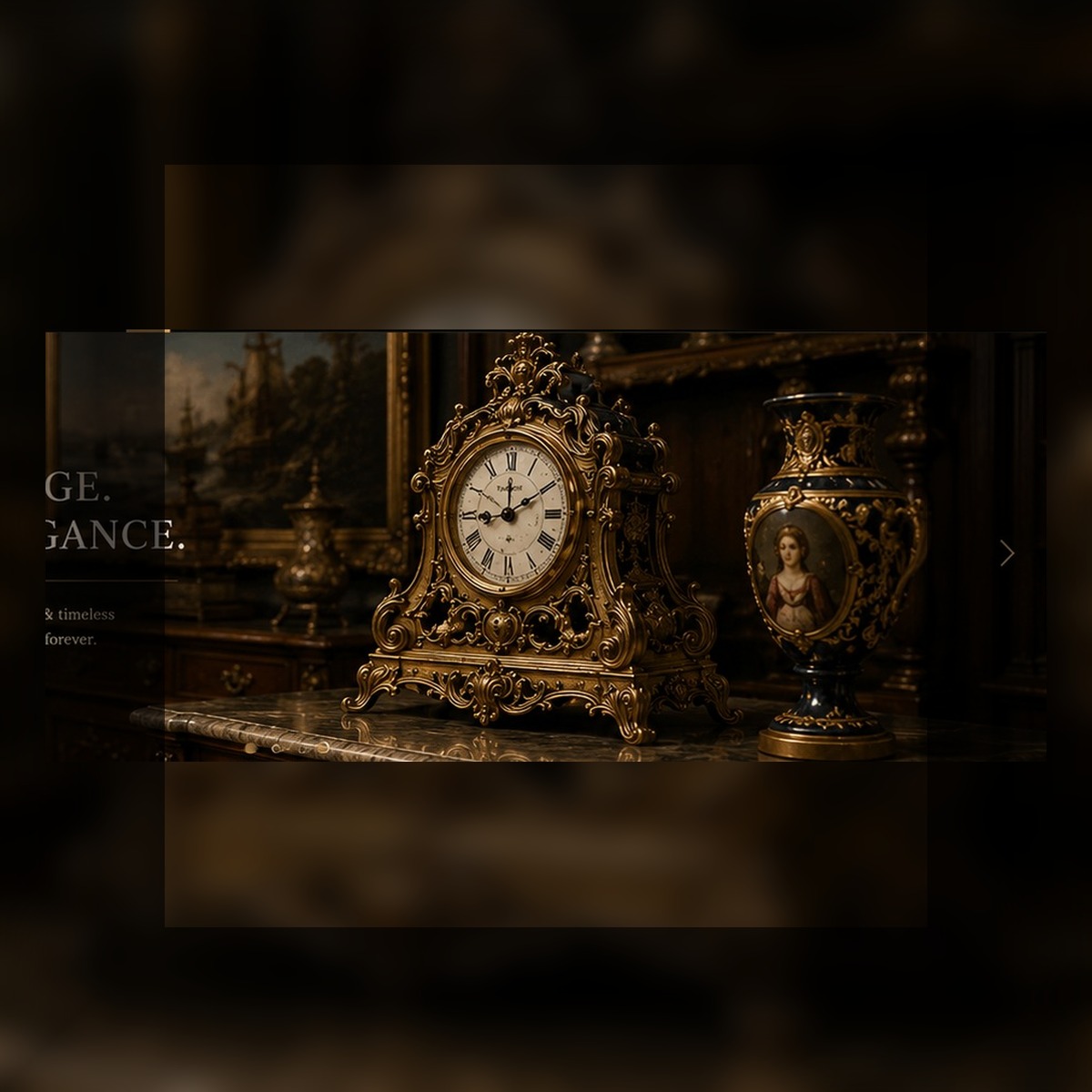 Luxury antique interior with ornate clock